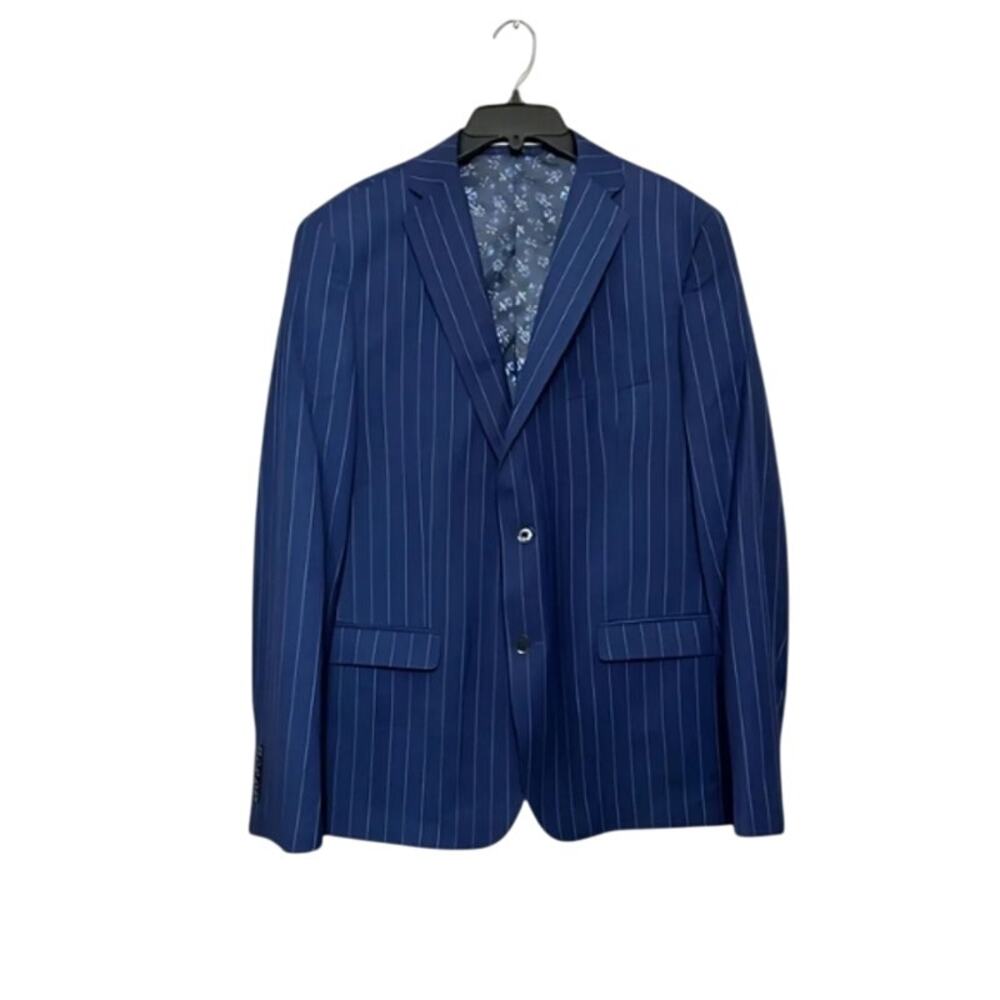 Soul Of London Stripe Two-Button Blazer Notch Lapel Slim Fit Blue Men’s 46R NWOT
